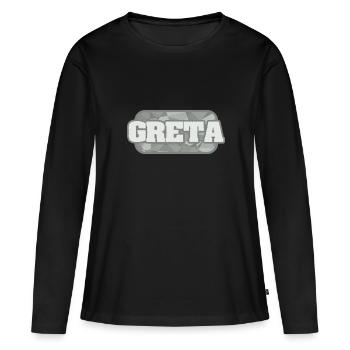 Greta als Gesundheit - Frauen Premium Bio Langarmshirt - Schwarz - Vorne - Julia (174cm)