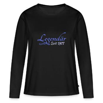 Heldin 1977 - Frauen Premium Bio Langarmshirt - Schwarz - Vorne - Julia (174cm)