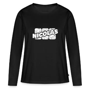 Cadeau pour Nicolas - T-shirt manches longues Premium bio Femme - noir - Devant - Julia (174cm)