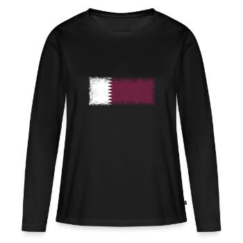 Qatar comme Qatar - T-shirt manches longues Premium bio Femme - noir - Devant - Julia (174cm)