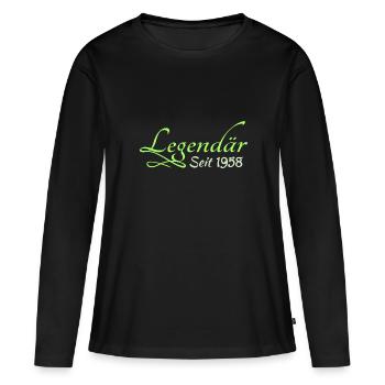 1958 - Frauen Premium Bio Langarmshirt - Schwarz - Vorne - Julia (174cm)