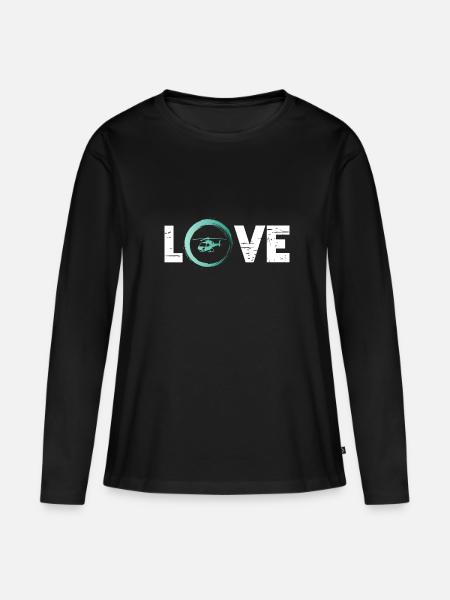 Sporty Hobby Leidenschaft Hubschrauber - Frauen Premium Bio Langarmshirt - Schwarz