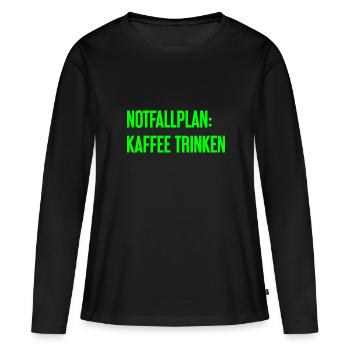 Kaffee-Notfallplan - Frauen Premium Bio Langarmshirt - Schwarz - Vorne - Julia (174cm)