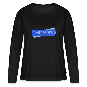 Namensschild Thomas - Frauen Premium Bio Langarmshirt - Schwarz - Vorne - Julia (174cm)