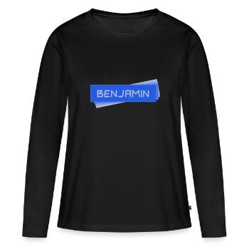 Namensschild Benjamin - Frauen Premium Bio Langarmshirt - Schwarz - Vorne - Julia (174cm)
