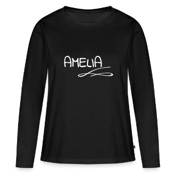 Amelia als Vorname - Frauen Premium Bio Langarmshirt - Schwarz - Vorne - Julia (174cm)