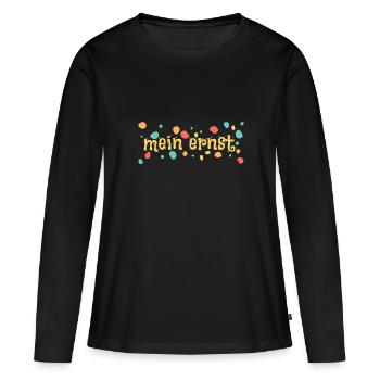 Ernst - Frauen Premium Bio Langarmshirt - Schwarz - Vorne - Julia (174cm)