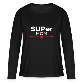 stand up paddle SUP Maman Paddle Motivation Stand Up - T-shirt manches longues Premium bio Femme - noir - Devant - Julia (174cm)