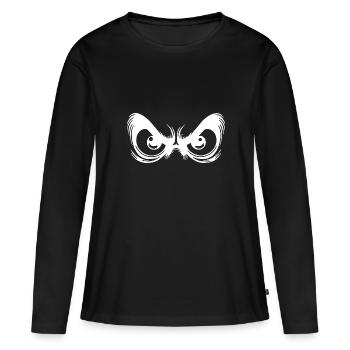 Wütende Augen mit starrem Blick - Frauen Premium Bio Langarmshirt - Schwarz - Vorne - Julia (174cm)