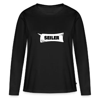 Seiler als Sprechblase - Frauen Premium Bio Langarmshirt - Schwarz - Vorne - Julia (174cm)