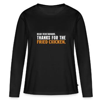 Foodaholic Fast Food Brathähnchen Lifestyle Gesche - Frauen Premium Bio Langarmshirt - Schwarz - Vorne - Julia (174cm)