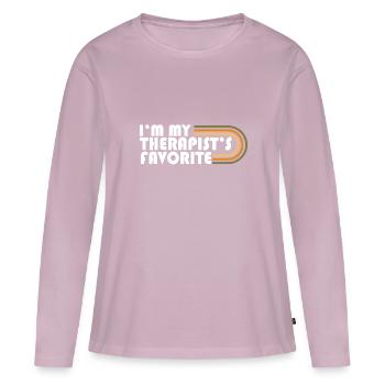 Je suis le bien-être mental préféré de mon thérapeute - T-shirt manches longues Premium bio Femme - rose poudré - Devant - Julia (174cm)