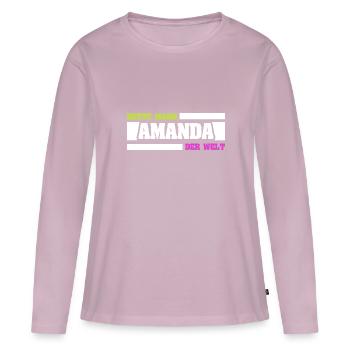 Mère Amanda - T-shirt manches longues Premium bio Femme - rose poudré - Devant - Julia (174cm)
