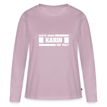 Cadeau pour Karin - T-shirt manches longues Premium bio Femme - rose poudré - Devant - Julia (174cm)