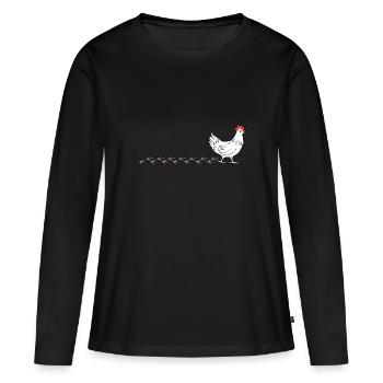 Poulet à dandiner avec des animaux de la ferme - T-shirt manches longues Premium bio Femme - noir - Devant - Julia (174cm)