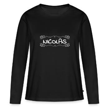 Nicolas comme nom - T-shirt manches longues Premium bio Femme - noir - Devant - Julia (174cm)