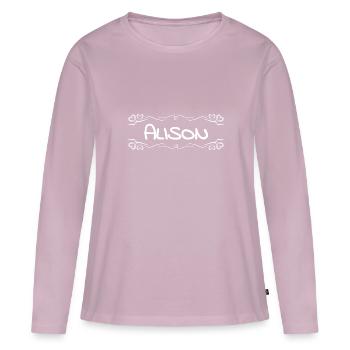 Alison as a name - Women's Premium Organic Long Sleeve Shirt - dusky pink - Front - Julia (174cm)