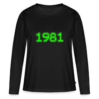 1981 - T-shirt manches longues Premium bio Femme - noir - Devant - Julia (174cm)