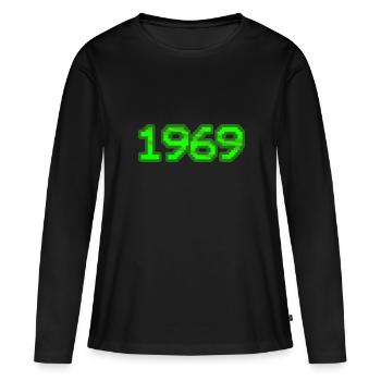 1969 1969 - T-shirt manches longues Premium bio Femme - noir - Devant - Julia (174cm)