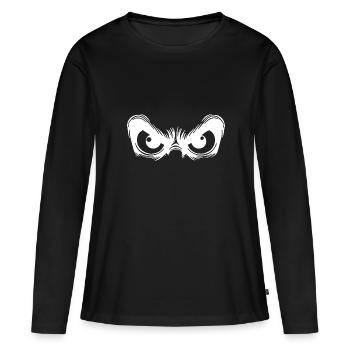 Beobachtende Augen mit starrem Blick - Frauen Premium Bio Langarmshirt - Schwarz - Vorne - Julia (174cm)