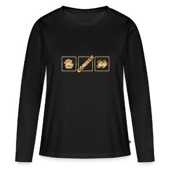 Conner - T-shirt manches longues Premium bio Femme - noir - Devant - Julia (174cm)