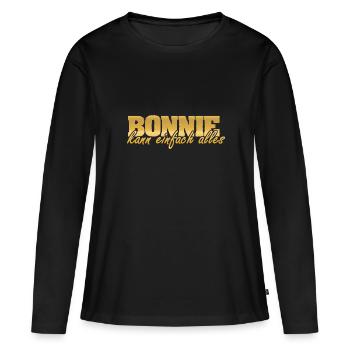 Bonnie - T-shirt manches longues Premium bio Femme - noir - Devant - Julia (174cm)