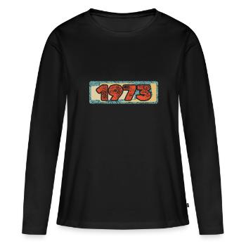 1973 1973 - T-shirt manches longues Premium bio Femme - noir - Devant - Julia (174cm)
