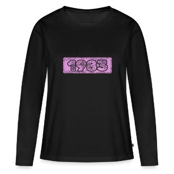 Numéro 1983 - T-shirt manches longues Premium bio Femme - noir - Devant - Julia (174cm)