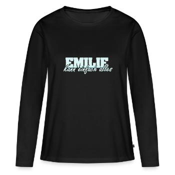 Emilie - T-shirt manches longues Premium bio Femme - noir - Devant - Julia (174cm)