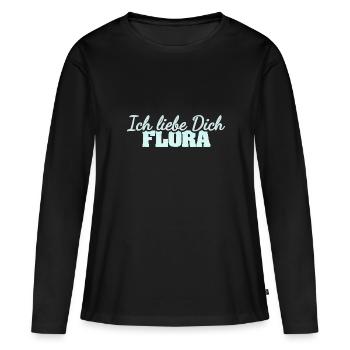 Flore - T-shirt manches longues Premium bio Femme - noir - Devant - Julia (174cm)