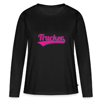 Logo du camionneur - T-shirt manches longues Premium bio Femme - noir - Devant - Julia (174cm)