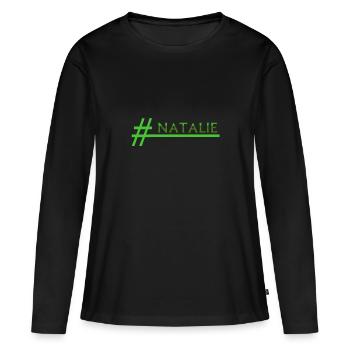 Mot-clic Natalie - T-shirt manches longues Premium bio Femme - noir - Devant - Julia (174cm)