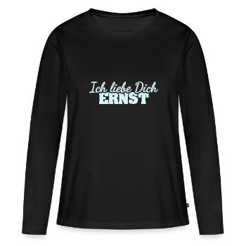Liebe Ernst - Frauen Premium Bio Langarmshirt - Schwarz - Vorne - Julia (174cm)