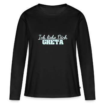 Liebe Greta - Frauen Premium Bio Langarmshirt - Schwarz - Vorne - Julia (174cm)