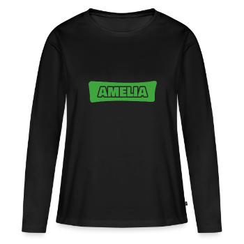 Geschenk für Amelia - Frauen Premium Bio Langarmshirt - Schwarz - Vorne - Julia (174cm)