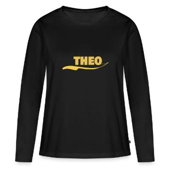 Cadeau pour theo - T-shirt manches longues Premium bio Femme - noir - Devant - Julia (174cm)