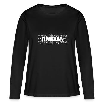 Amelia als Vorname - Frauen Premium Bio Langarmshirt - Schwarz - Vorne - Julia (174cm)