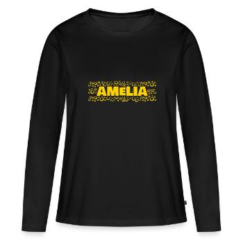 Vorname Amelia - Frauen Premium Bio Langarmshirt - Schwarz - Vorne - Julia (174cm)