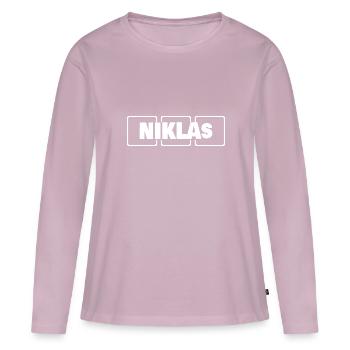 Name Niklas - Frauen Premium Bio Langarmshirt - Altrosa - Vorne - Julia (174cm)