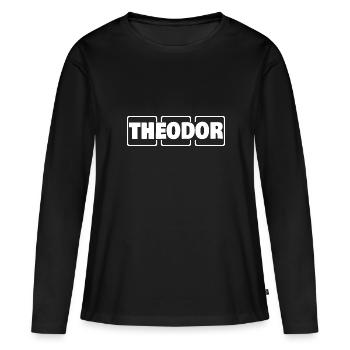 Cadeau pour Theodor - T-shirt manches longues Premium bio Femme - noir - Devant - Julia (174cm)