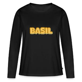 Basilic Basilic - T-shirt manches longues Premium bio Femme - noir - Devant - Julia (174cm)