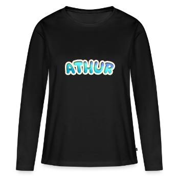 Job Athur - T-shirt manches longues Premium bio Femme - noir - Devant - Julia (174cm)