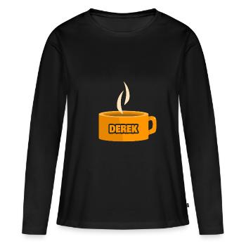 Derek als Teetasse - Frauen Premium Bio Langarmshirt - Schwarz - Vorne - Julia (174cm)