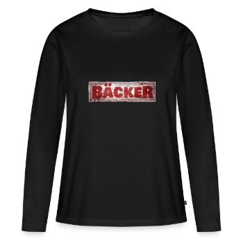 Von Beruf aus Bäcker - Frauen Premium Bio Langarmshirt - Schwarz - Vorne - Julia (174cm)