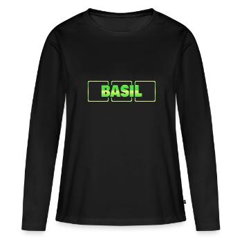Cadeau pour le basilic - T-shirt manches longues Premium bio Femme - noir - Devant - Julia (174cm)