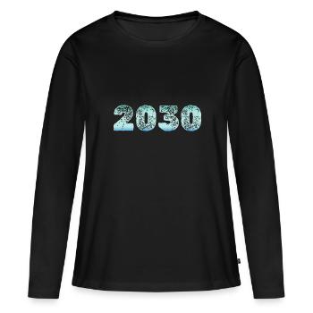 Froid 2030 - T-shirt manches longues Premium bio Femme - noir - Devant - Julia (174cm)