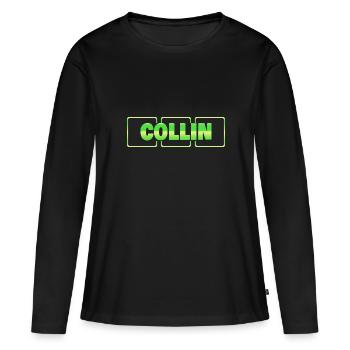 Geschenkidee Collin - Frauen Premium Bio Langarmshirt - Schwarz - Vorne - Julia (174cm)