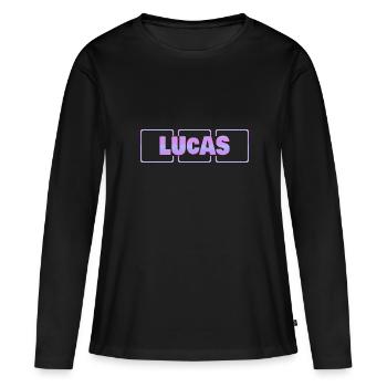 Lucas - T-shirt manches longues Premium bio Femme - noir - Devant - Julia (174cm)