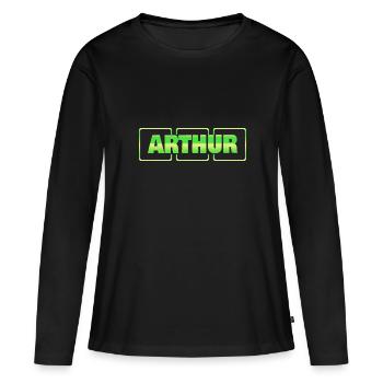 Geschenkidee Arthur - Frauen Premium Bio Langarmshirt - Schwarz - Vorne - Julia (174cm)