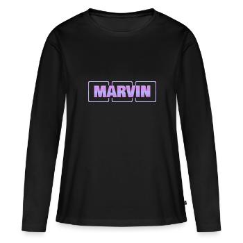 Marvin - Frauen Premium Bio Langarmshirt - Schwarz - Vorne - Julia (174cm)